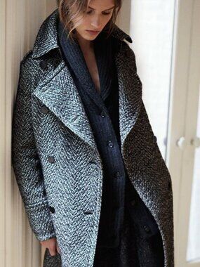 Club Monaco Herringbone Wool Coat